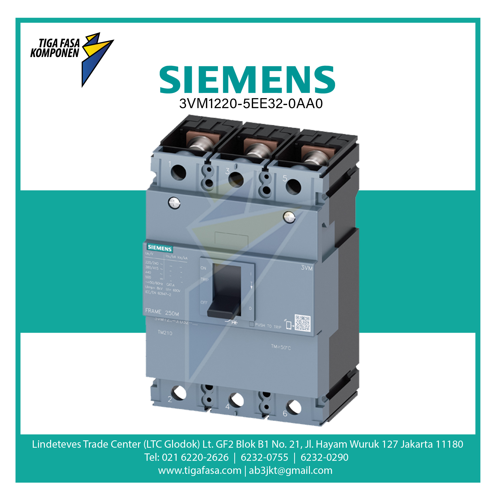 3VM1220-5EE32-0AA0 MCCB 3P 55kA 140-200A 