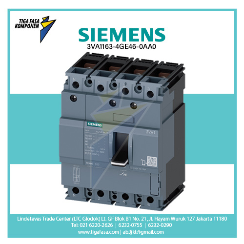3VA1163-4GE46-0AA0 MCCB 4P 44-63A 36kA 