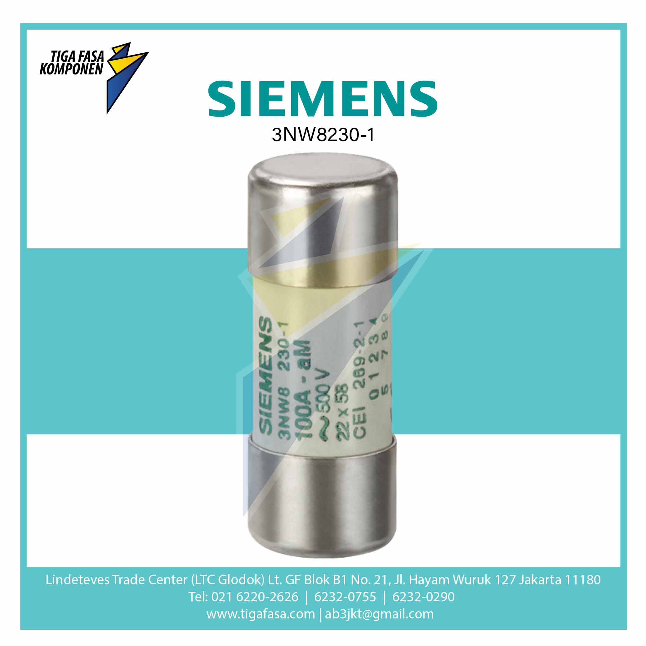 3NW8230-1 SENTRON Cylindrical Fuse Link 22x58 mm 100 A