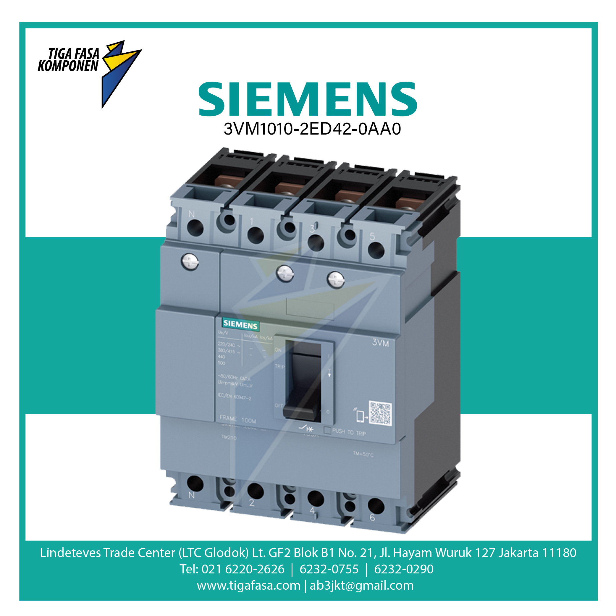 3VM1010-2ED42-0AA0 MCCB 4P 16kA 100A 