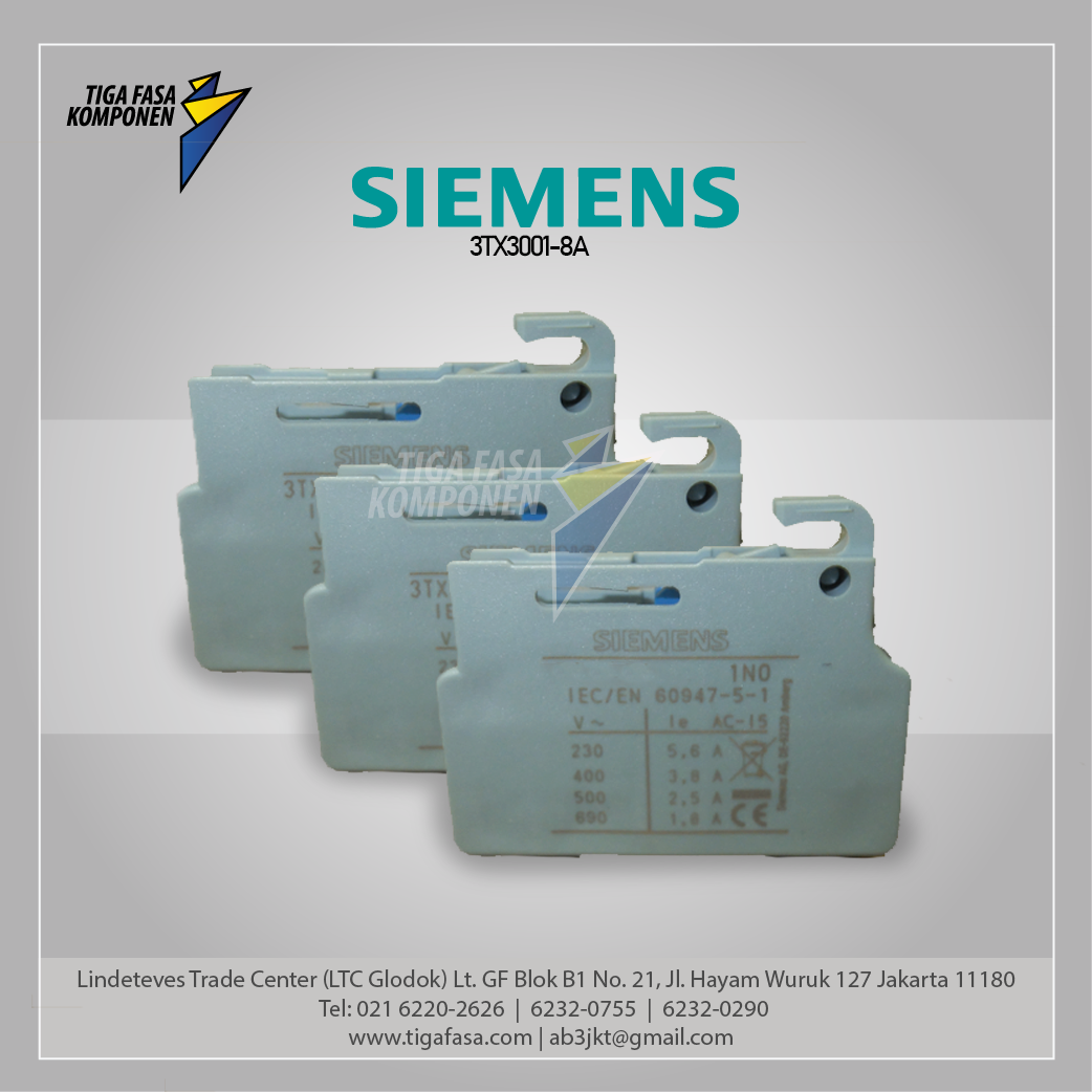 3T+C4136:N4137 3TX3001-8A  Auxiliary Contact for 3TS29-36 1NC  Front