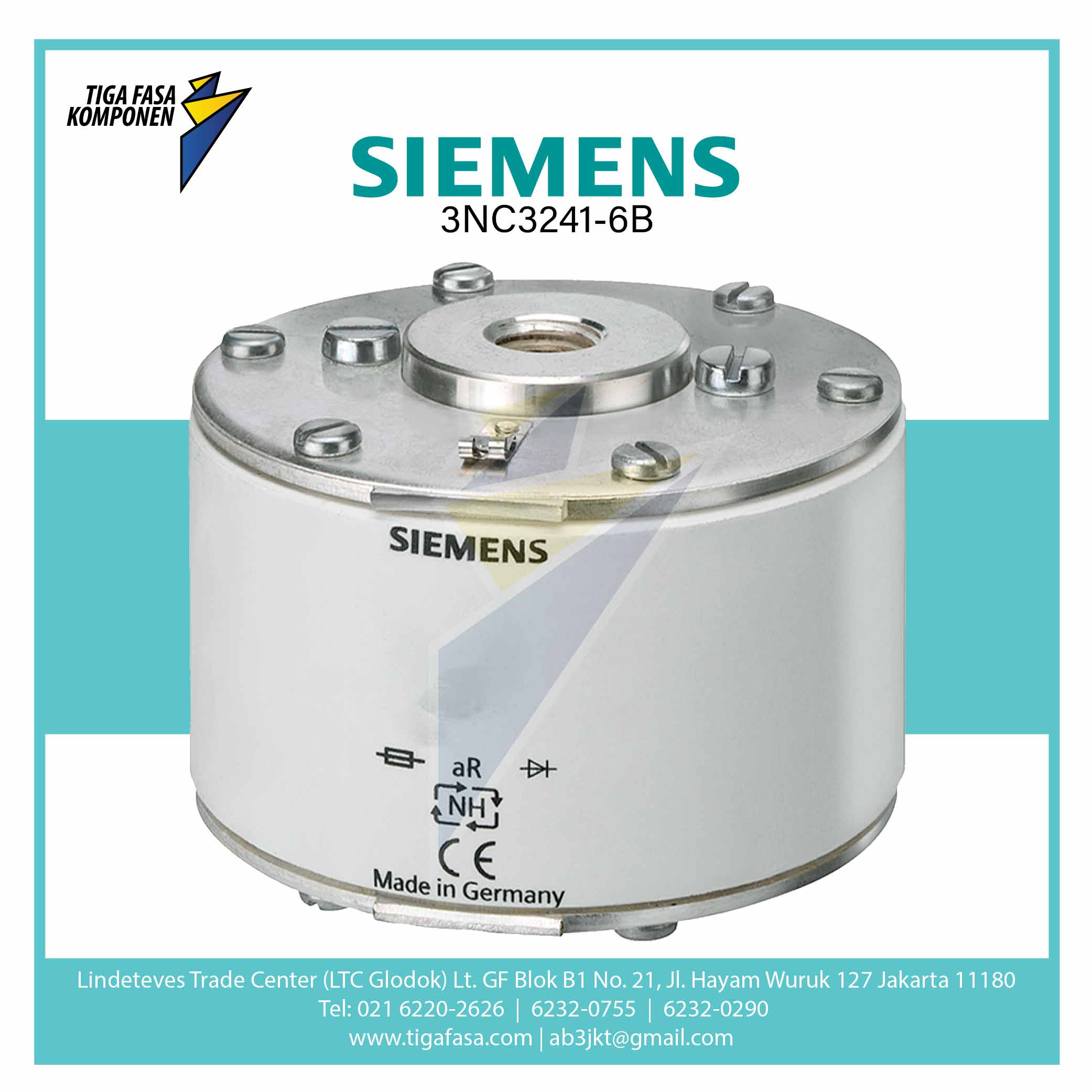 3NC3241-6B SITOR Fuse Link With Female Thread On Both Sides NH2 In: 1000 A