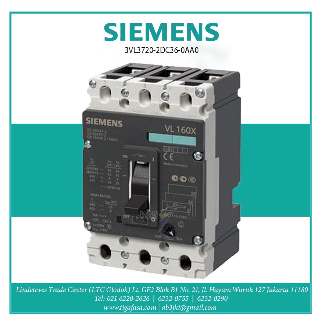 3VL3720-2DC36-0AA0-Z MCCB 3P 160-200A 70kA 