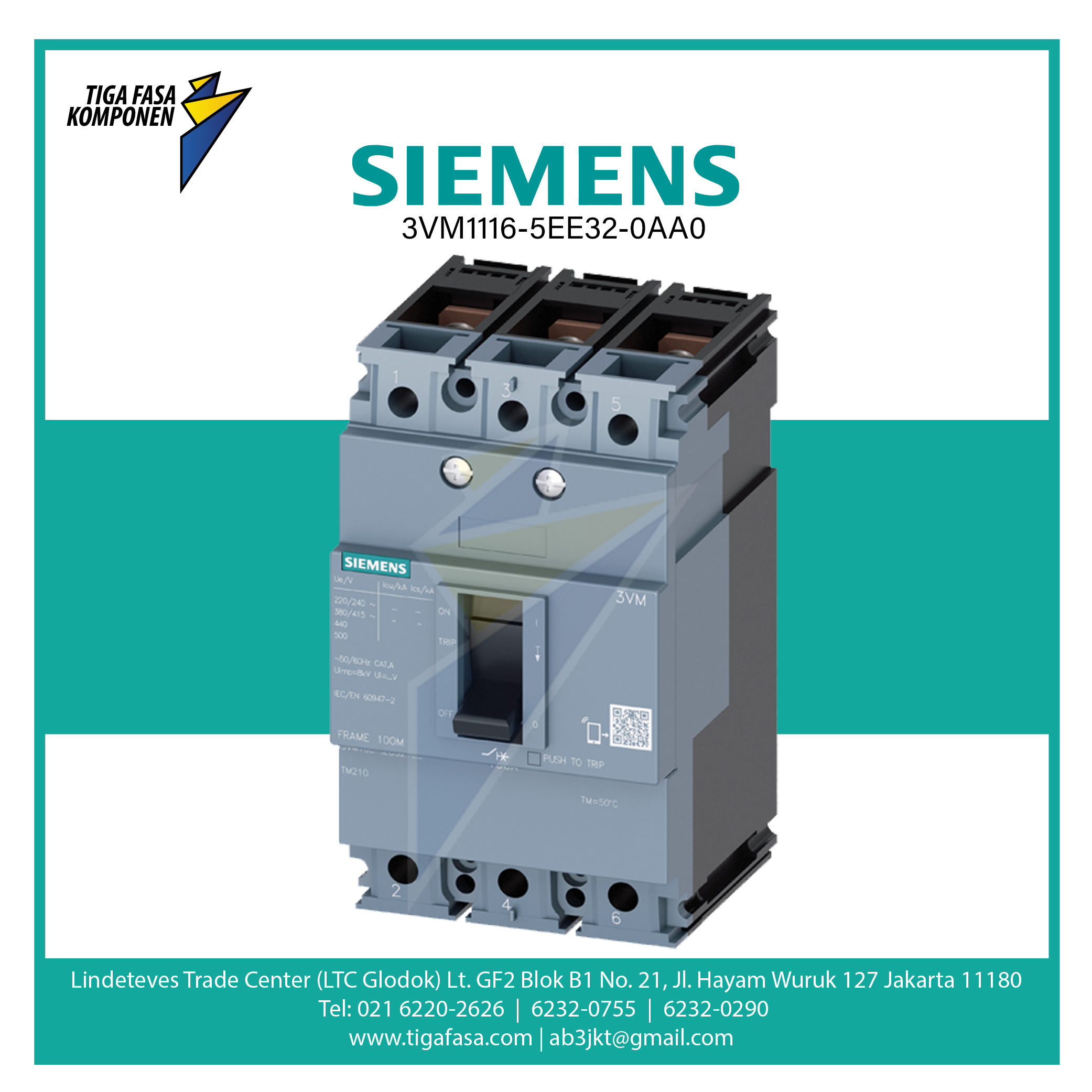 3VM1116-5EE32-0AA0 MCCB 3P 55kA 112-160A 