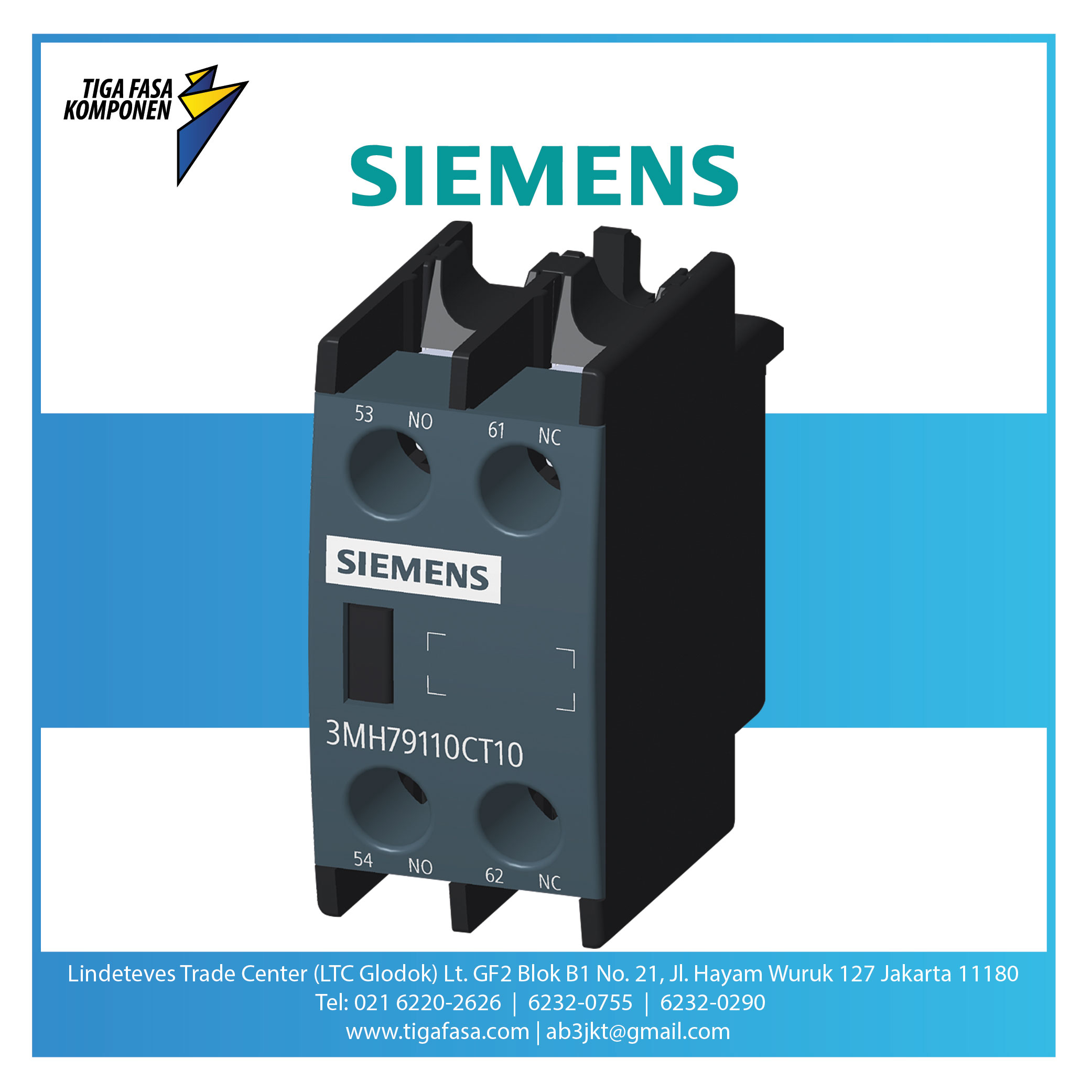 3MH7911-0CT10 Auxiliary Switch Front 1NO + 1NC