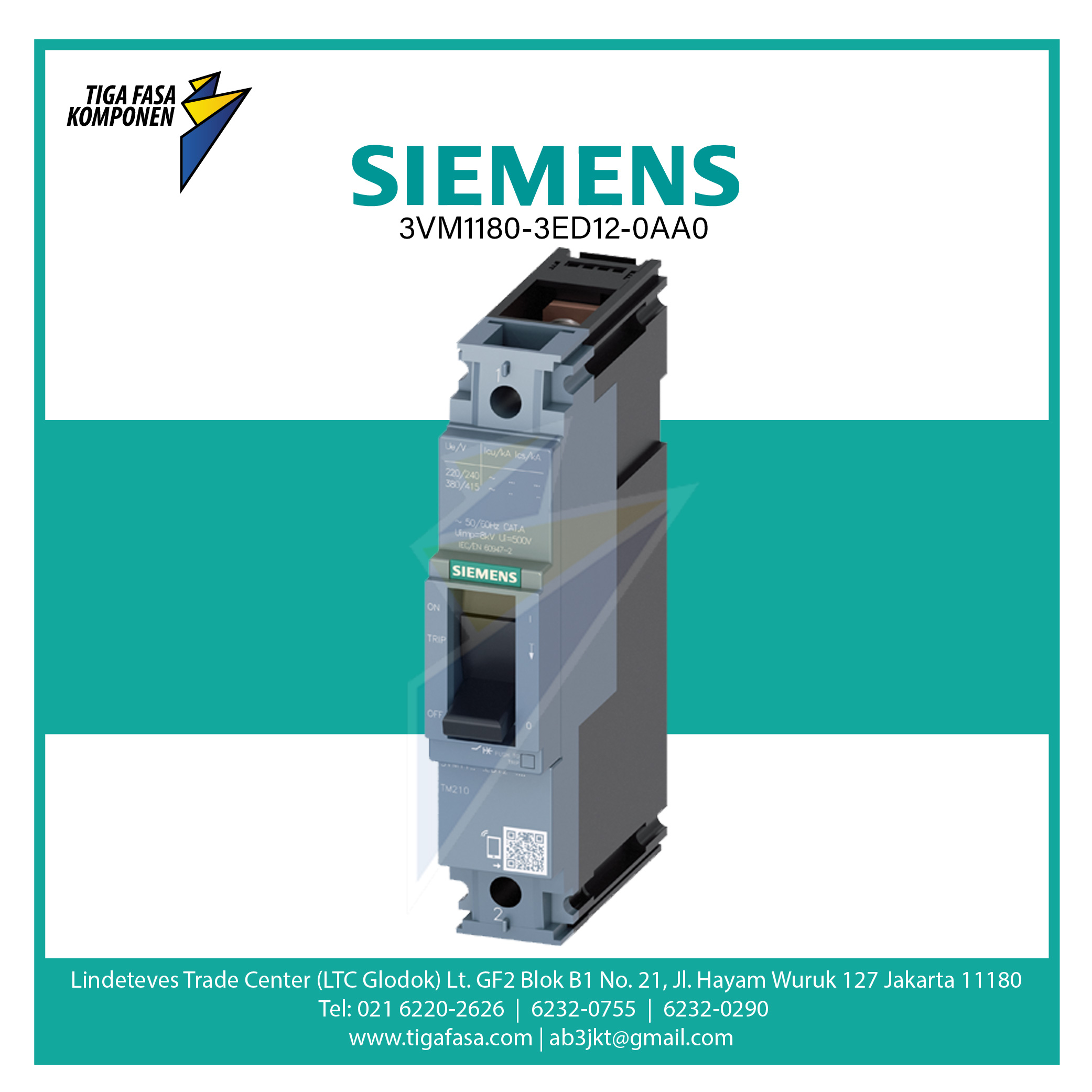 3VM1180-3ED12-0AA0 MCCB 1P 25kA 80A 