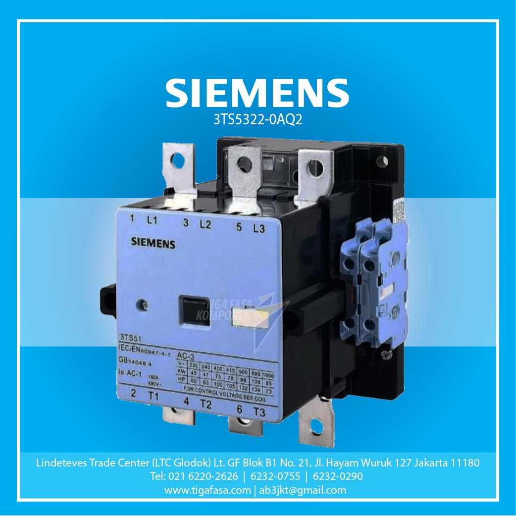 3TS5322-0AQ2 MC 110kW 205A 2NO+2NC 380VAC 