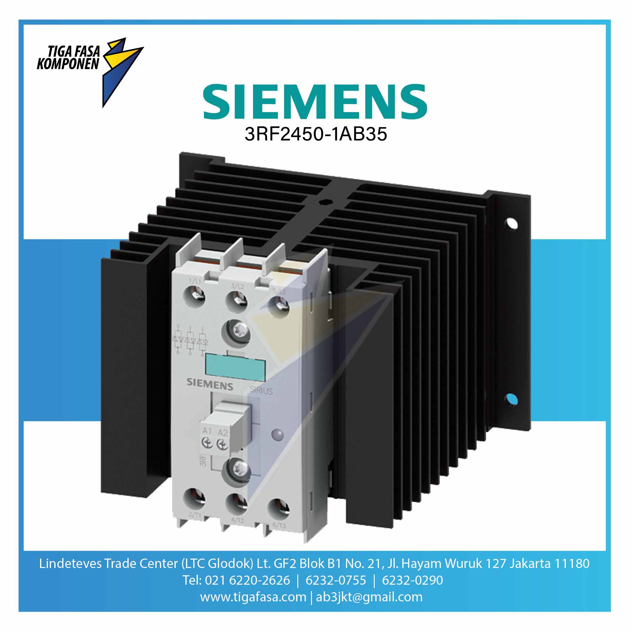 3RF2450-1AB35 Solid State Contactor 3P 3RF2 AC 51 / 50 A / 40 °C 48-600 V / 110 V AC