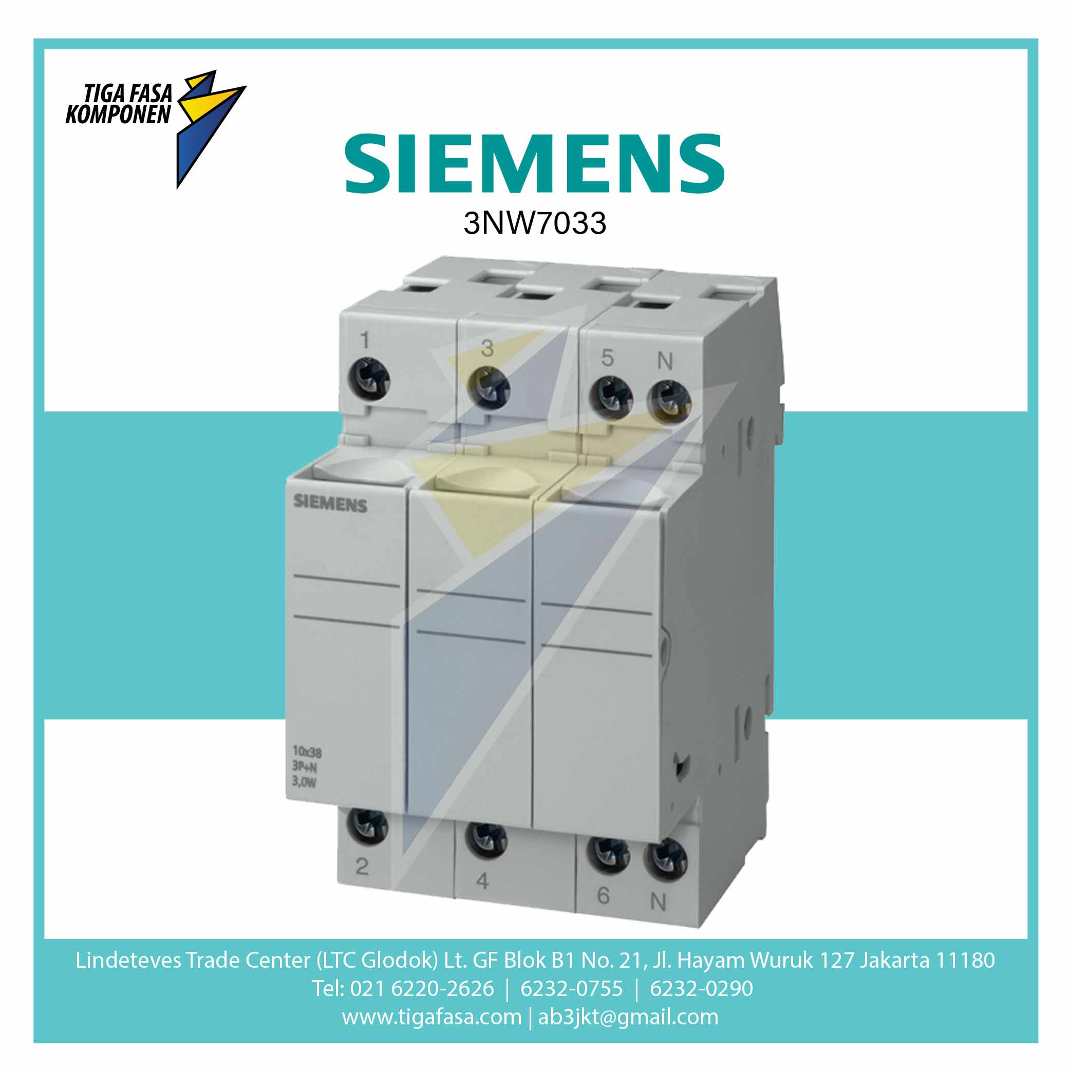 3NW7033 SENTRON Cylindrical Fuse Holder 10x38 mm 3P 32 A