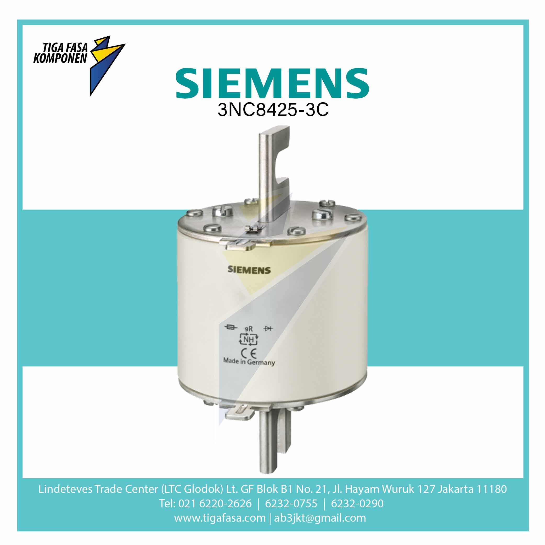 3NC8425-3C SITOR Fuse Link With Slotted Blade Contacts NH3 In: 200 A