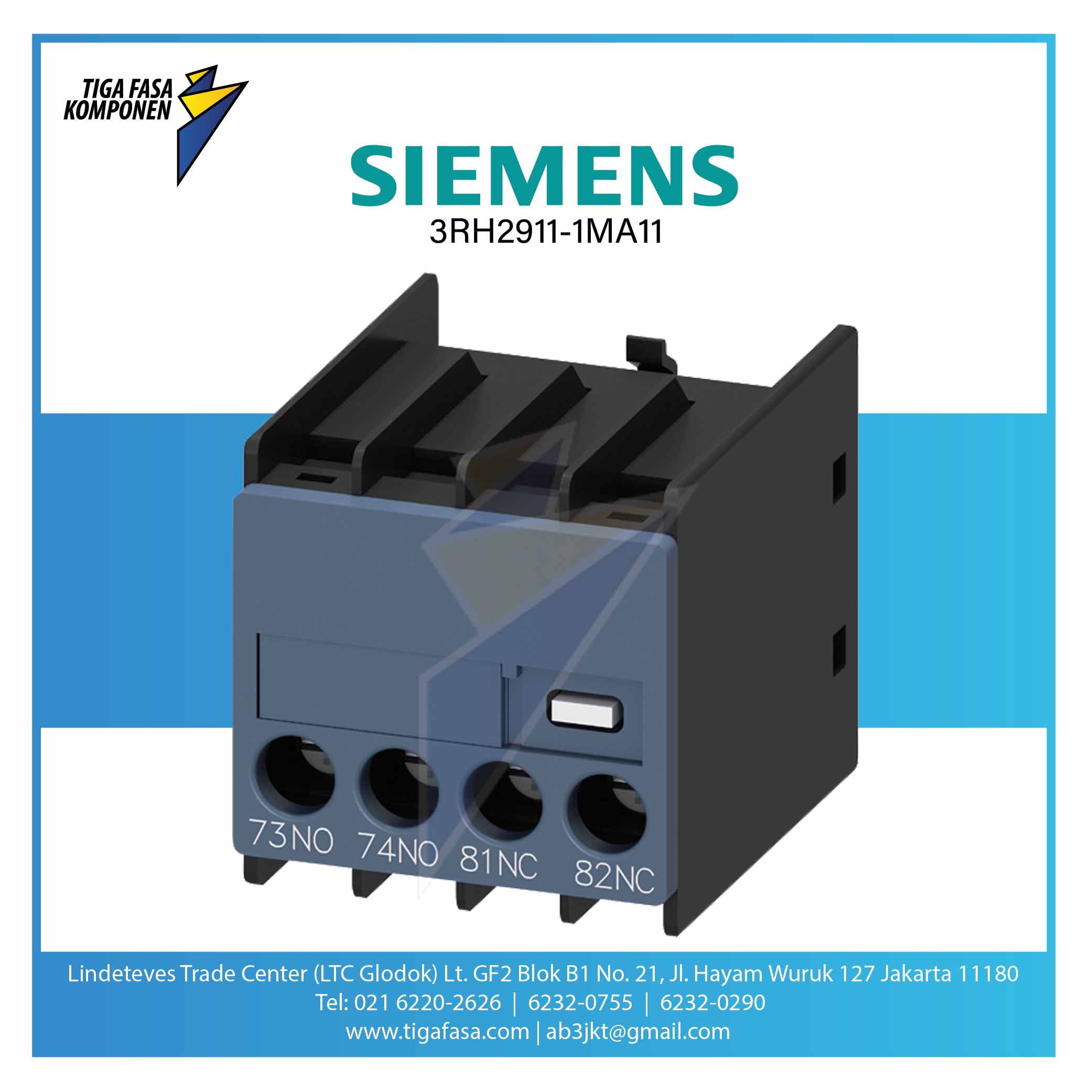 3RH2911-1MA11 Auxiliary Switch On The Front 1 NO + 1 NCC