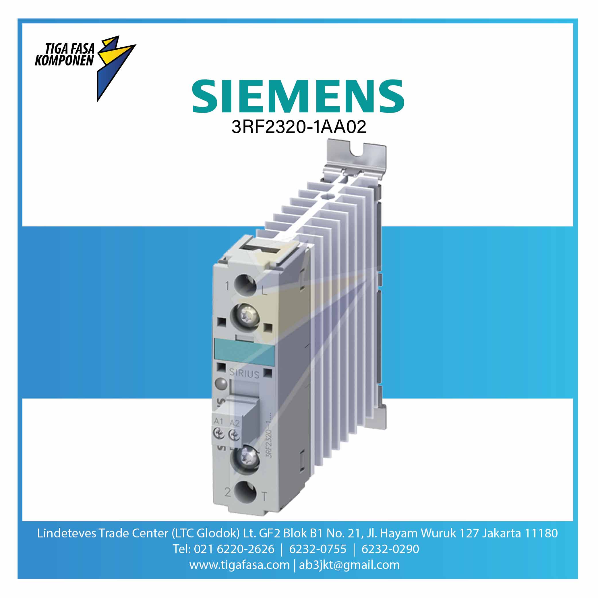 3RF2320-1AA02 Solid State Contactor 1P 3RF2 AC 51 / 20 A / 40 °C 24-230 V / 24 V DC