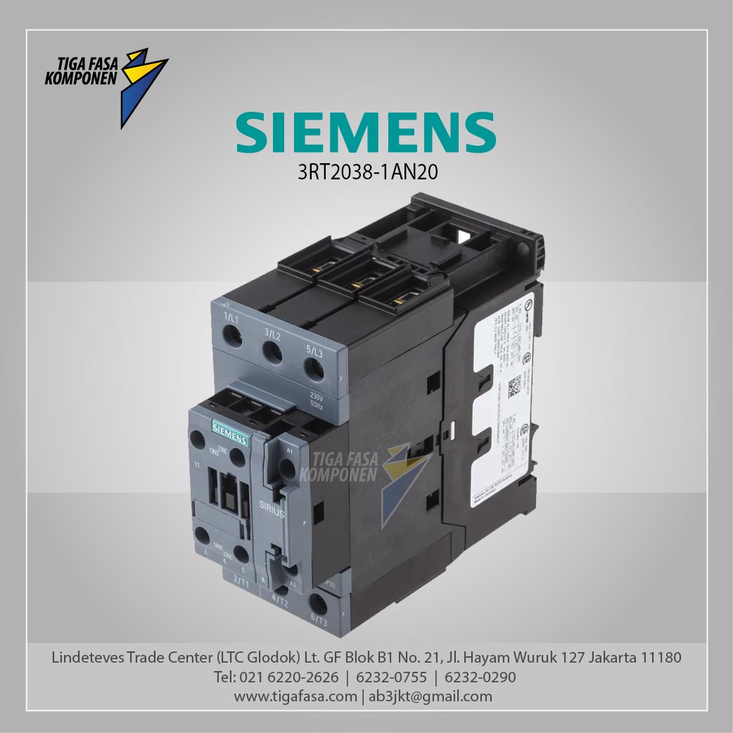 3RT2038-1AN20 MC 80 A 37 kW / 400 V 3P 220 V AC 50/60 Hz