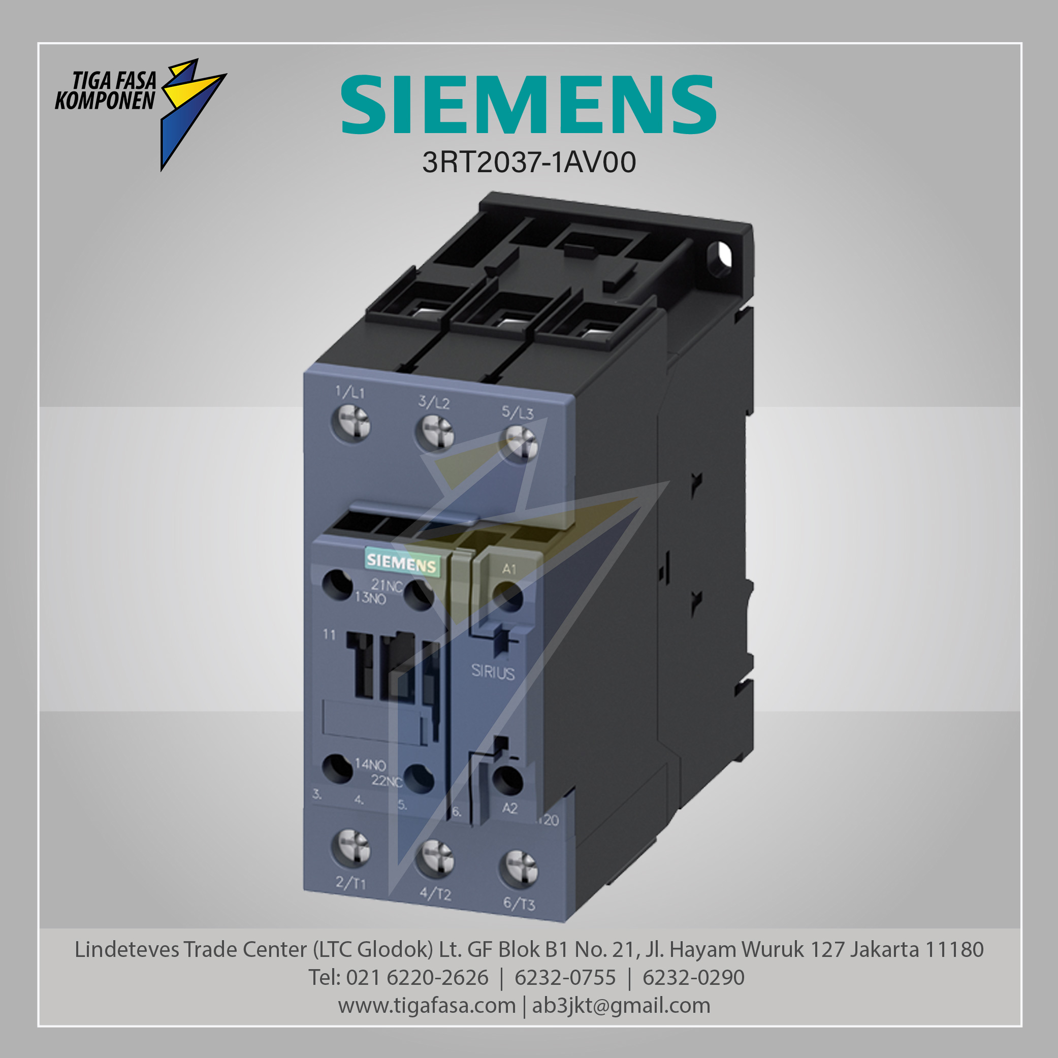3RT2037-1AV00 MC 65 A 30 kW / 400 V 3P 400 V AC 50 Hz