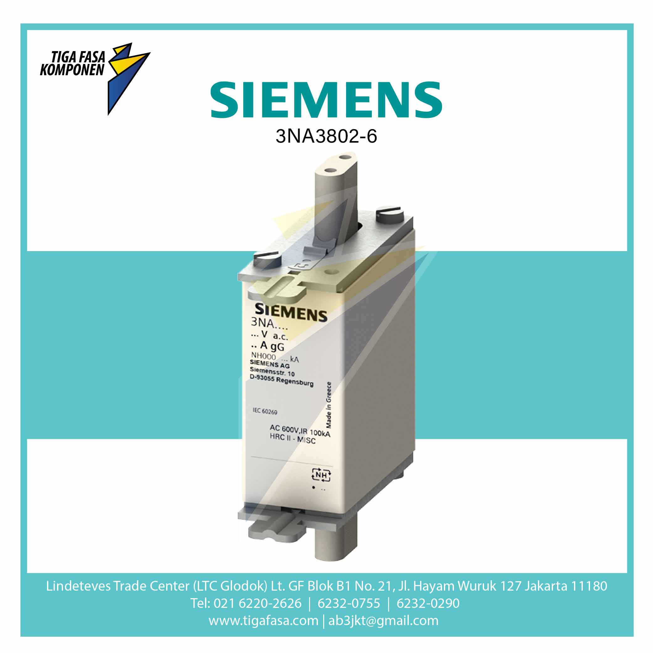 3NA3802-6 FUSE NH000 2A