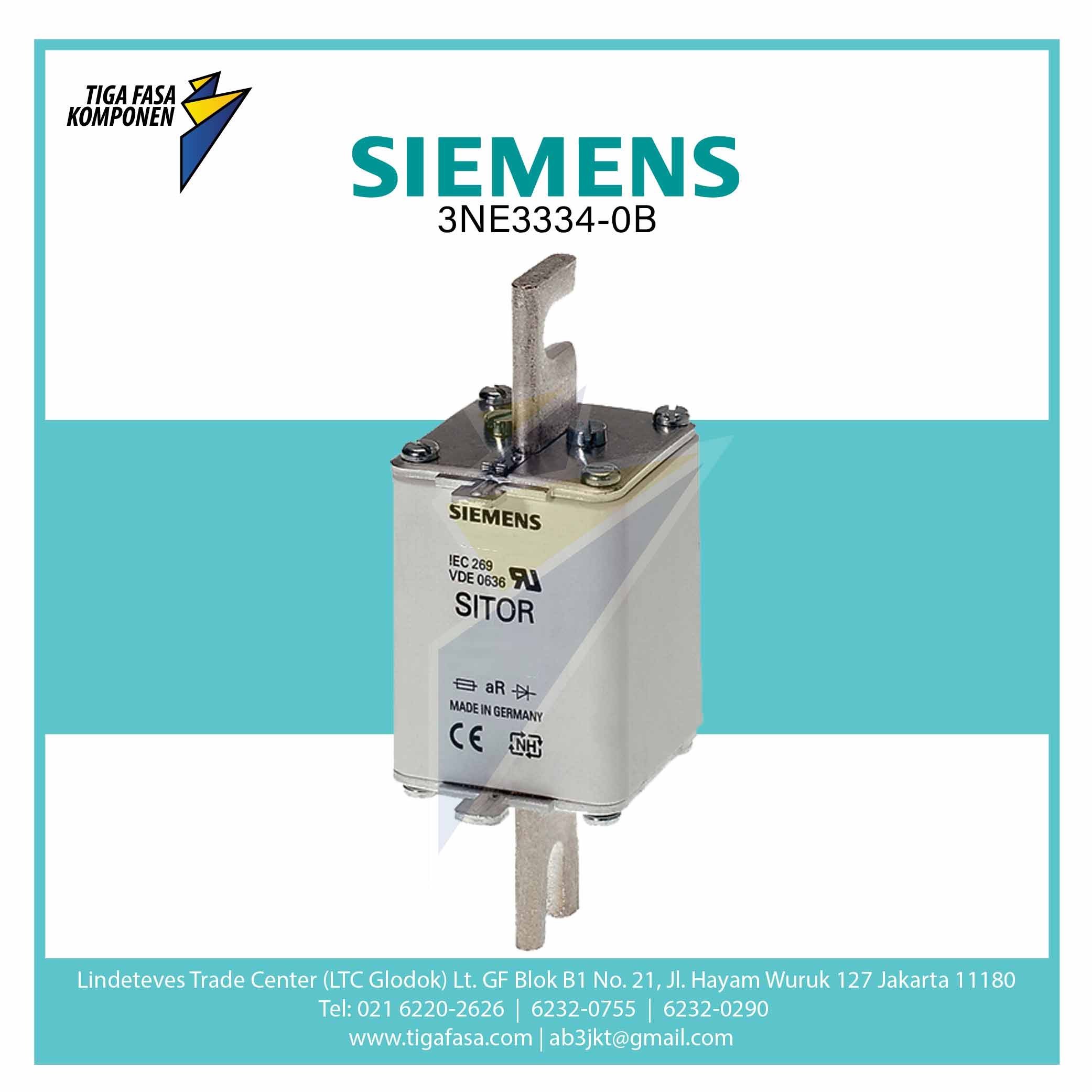 3NE3334-0B SITOR FUSE LINK NH2 500 A