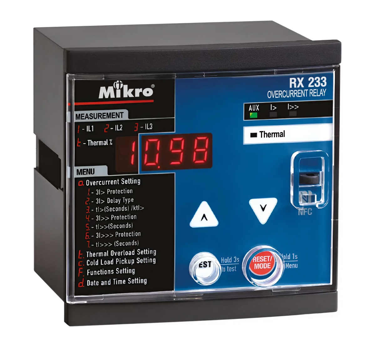 RX233A-230A MIKRO Overcurrent Relay 7Seg multi IDMT 50/60Hz NFC RTC RX233-230A