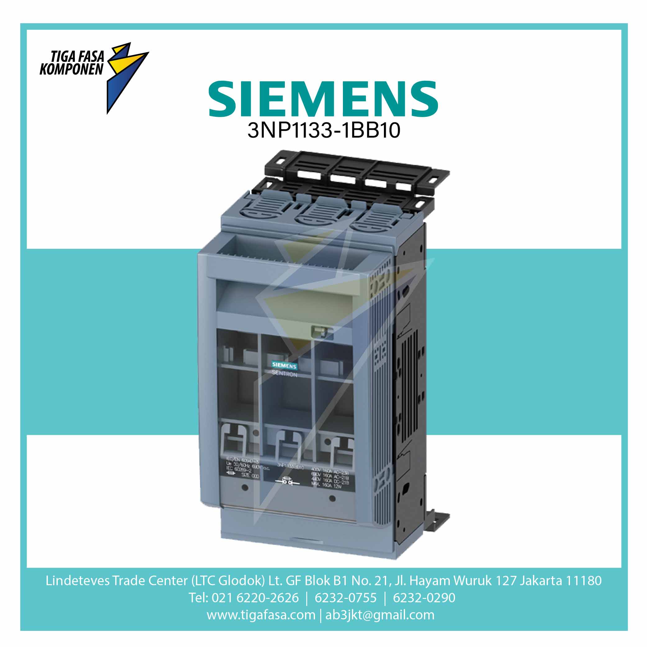 3NP1133-1BB10 Fuse Switch Disconnector 3P NH00 160 A