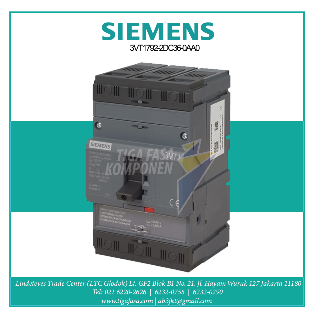 3VT1792-2DC36-0AA0 MCCB Siemens 3P 20-25A 25KA 