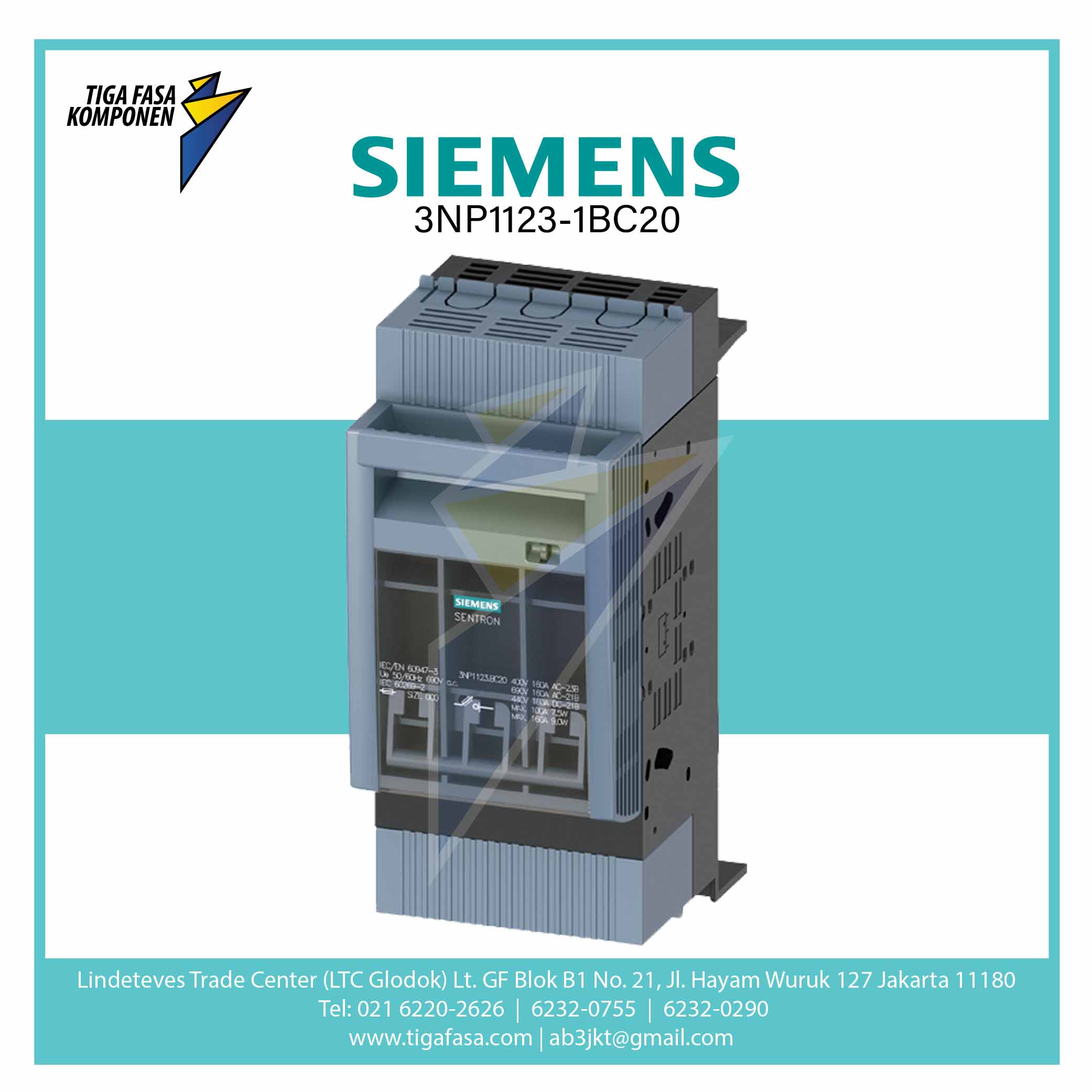 3NP1123-1BC20 Fuse Switch Disconnector 3P NH000 160A