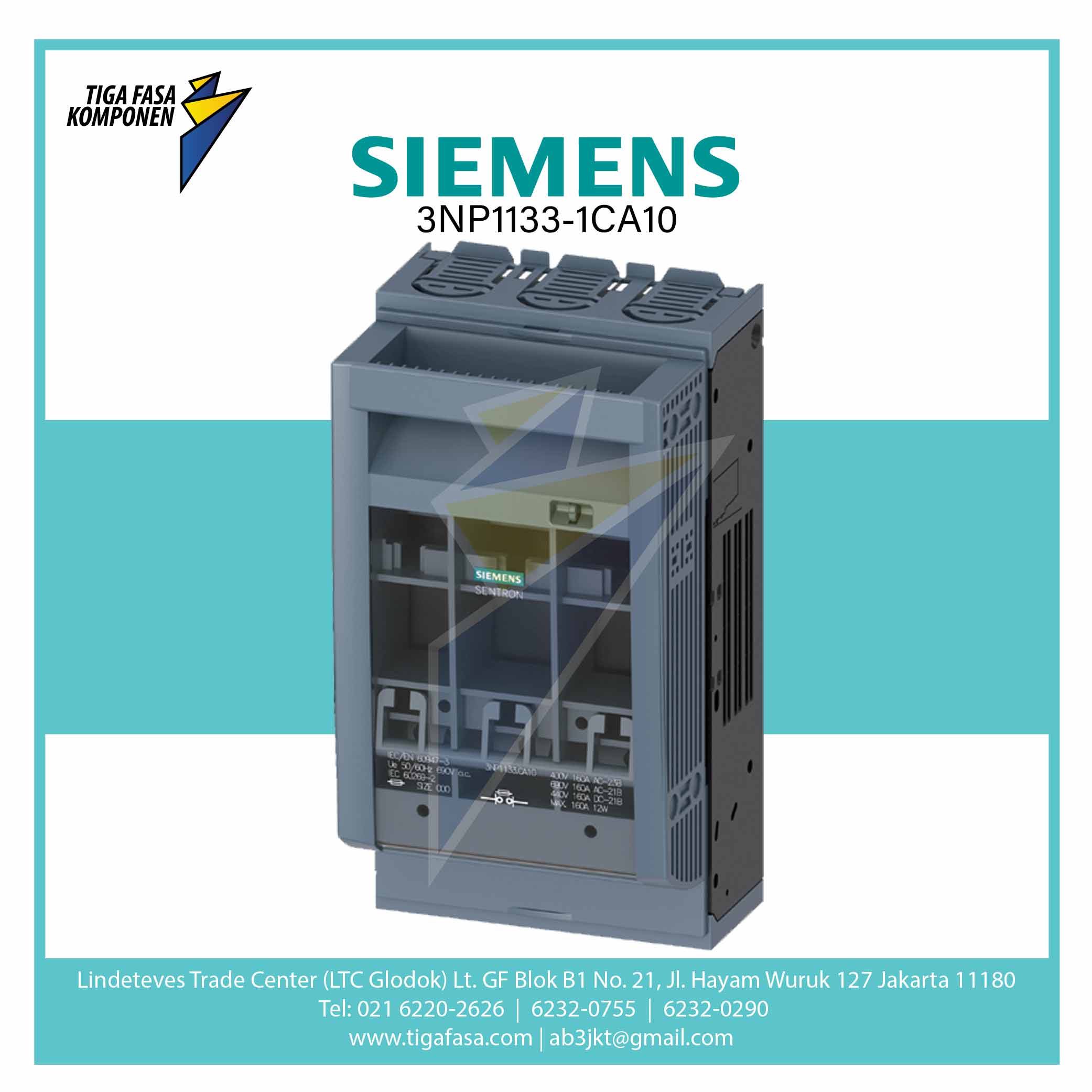 3NP1133-1CA10 Fuse Switch Disconnector 3P NH000 160A