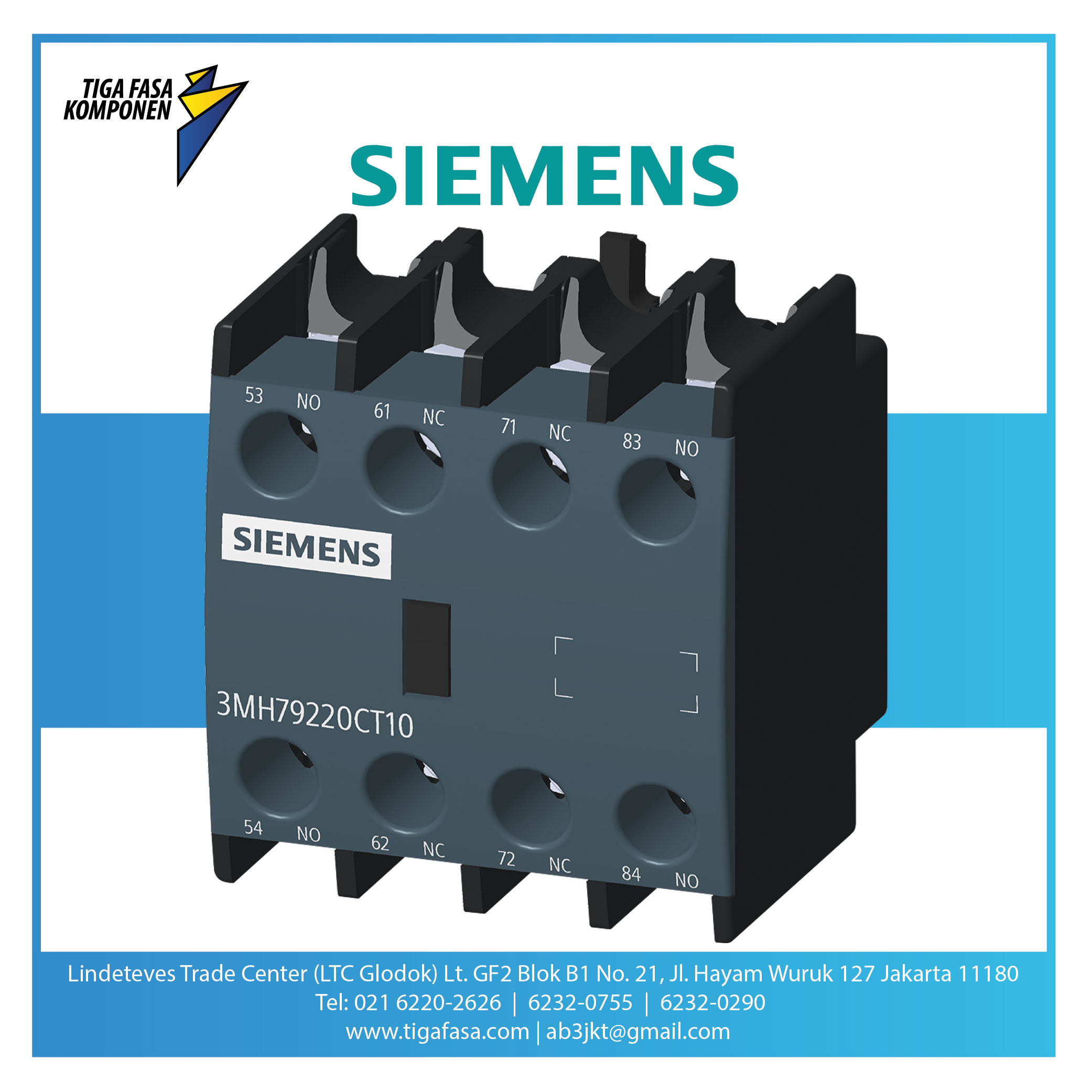 3MH7922-0CT10 Auxiliary Switch Front 2NO + 2NC