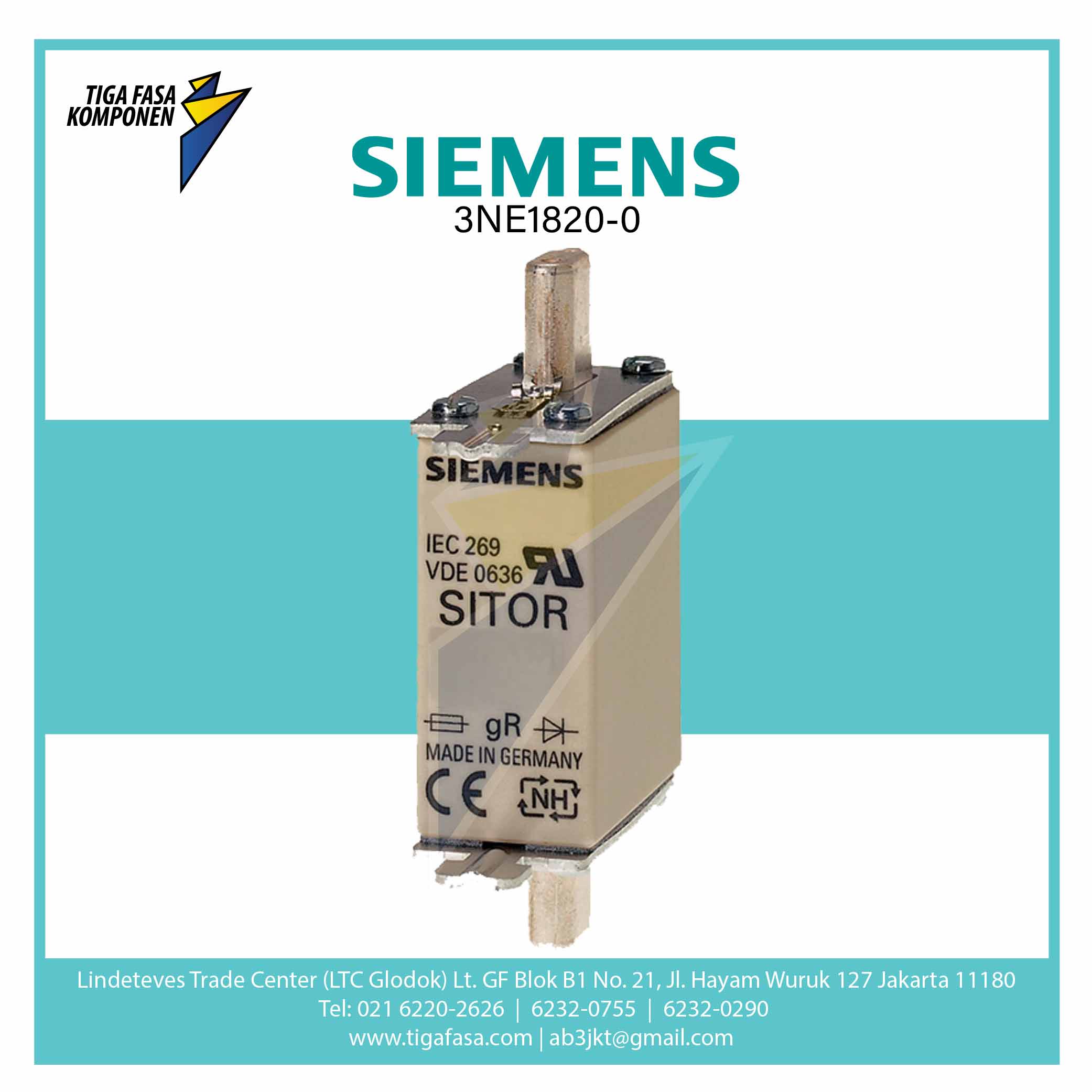 3NE1820-0 SITOR FUSE LINK NH000 80 A