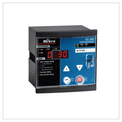 RX300A-230A MIKRO Earth Leakage Relay 7Seg 3 O/P NFC RTC RX300