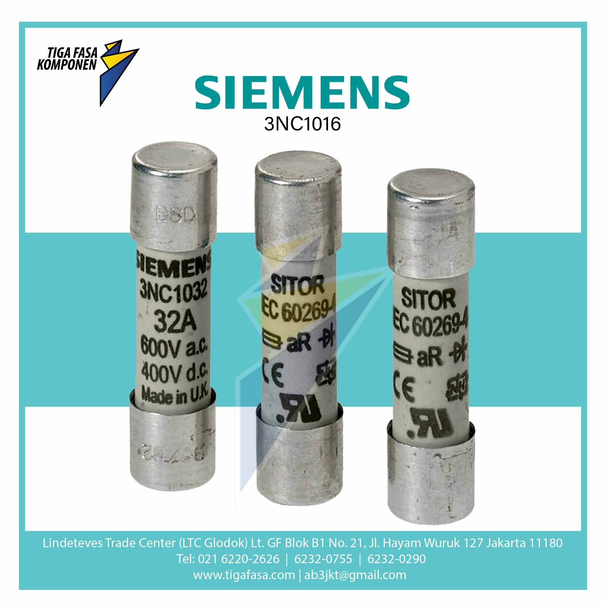 3NC1016 SITOR Cylindrical Fuse 10 x 38 mm 6 A