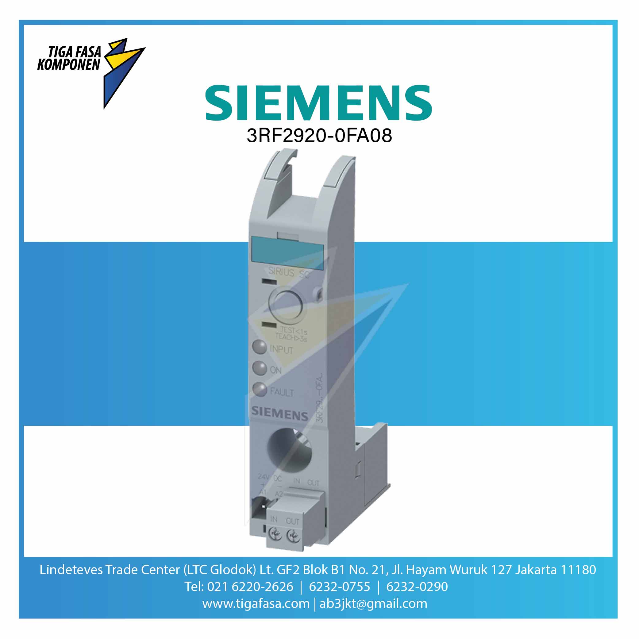 3RF2920-0FA08 Load monitoring basis Current range 20A/40C Control voltage 24V