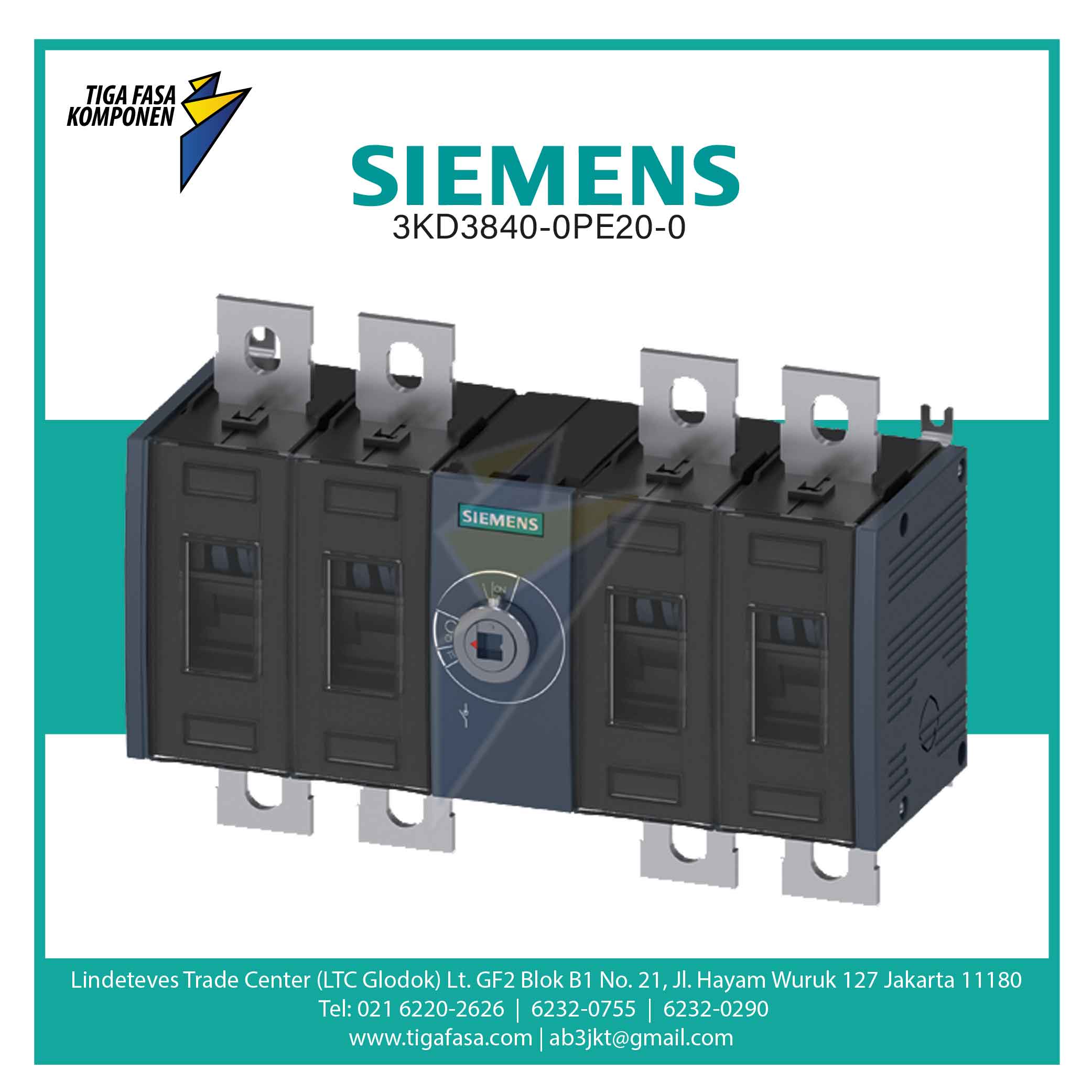 3KD3840-0PE20-0 Switch Disconnector 250 A 4P Size 3