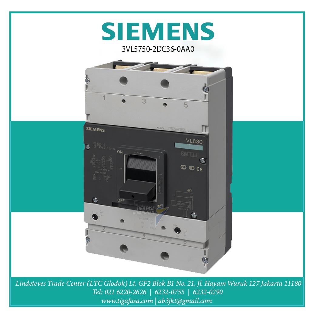 3VL5750-2DC36-0AA0 MCCB 3P 400-500A 70kA 