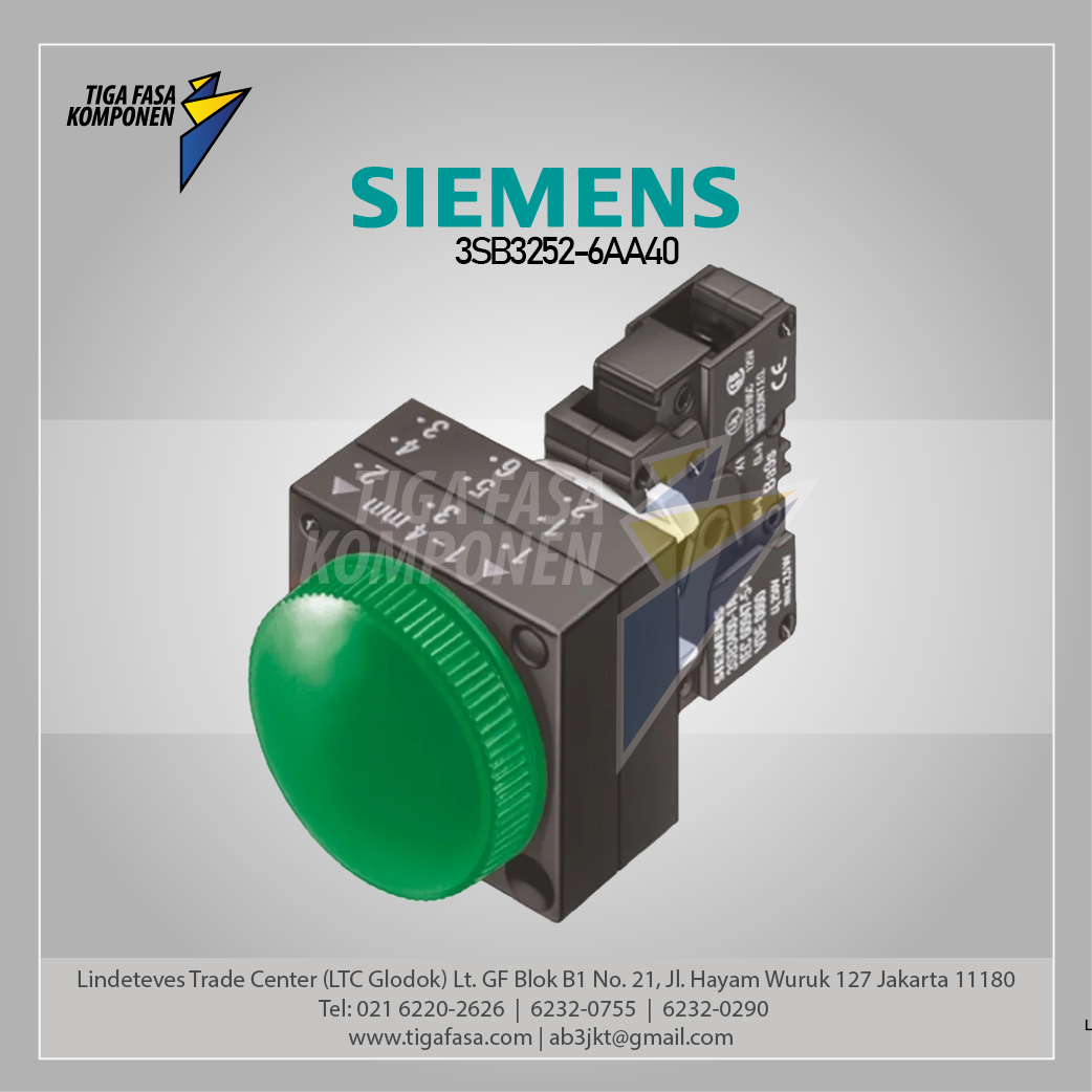 3SB3252-6AA40 Pilot lamp Siemens Hijau 22mm.w holder