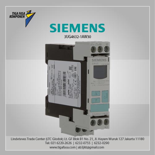 3UG4632-1AW30 Digital Monitoring Relay 22.5 mm 24 to 240 V AC/DC 0.1 to 300 V 1 CO