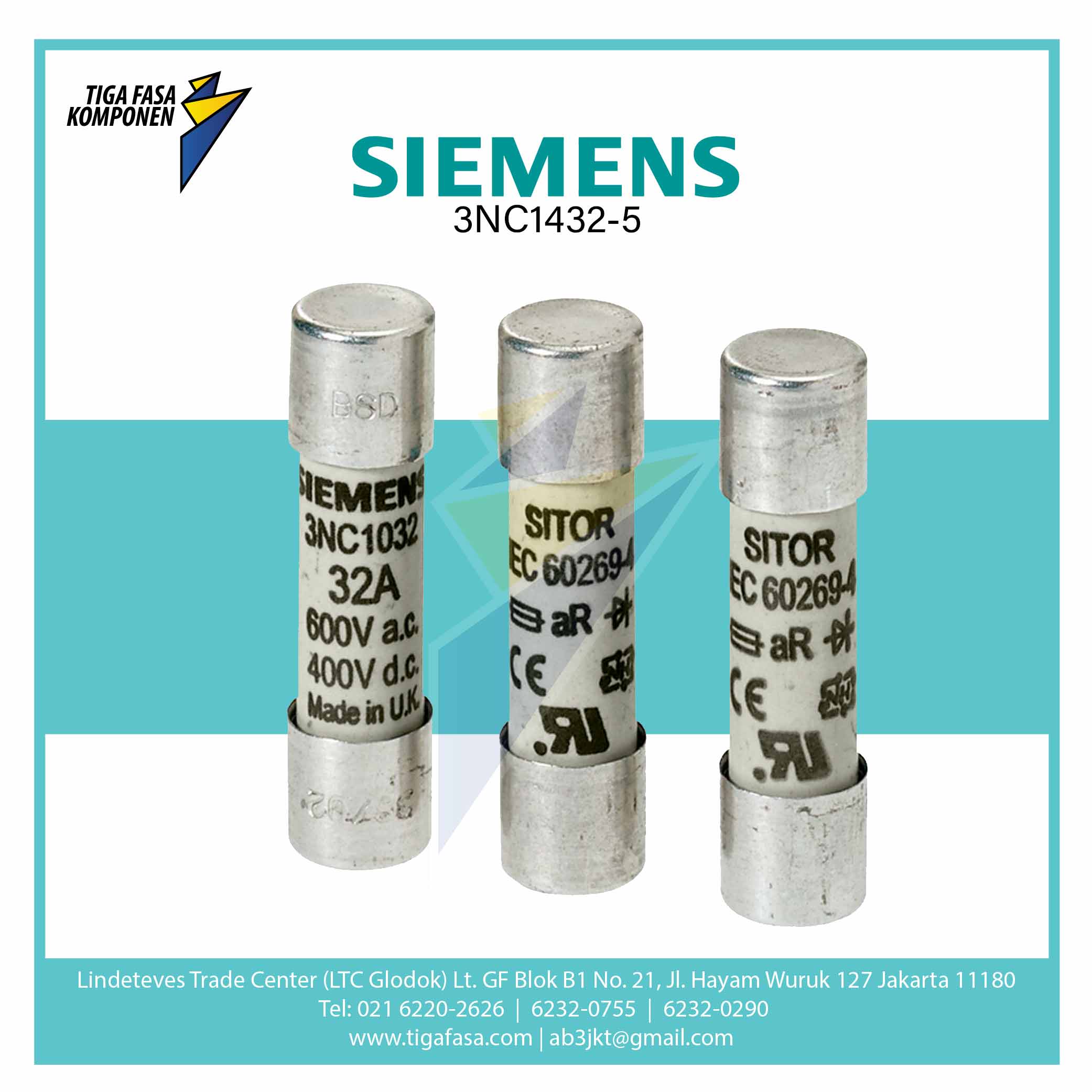 3NC1432-5 SITOR Cylindrical Fuse 14x51 mm 32 A