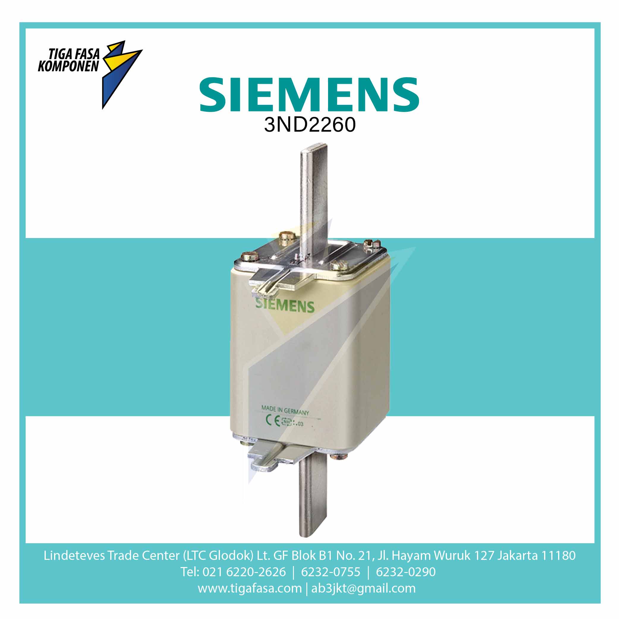 3ND2260 HRC FUSE NH2 400 A