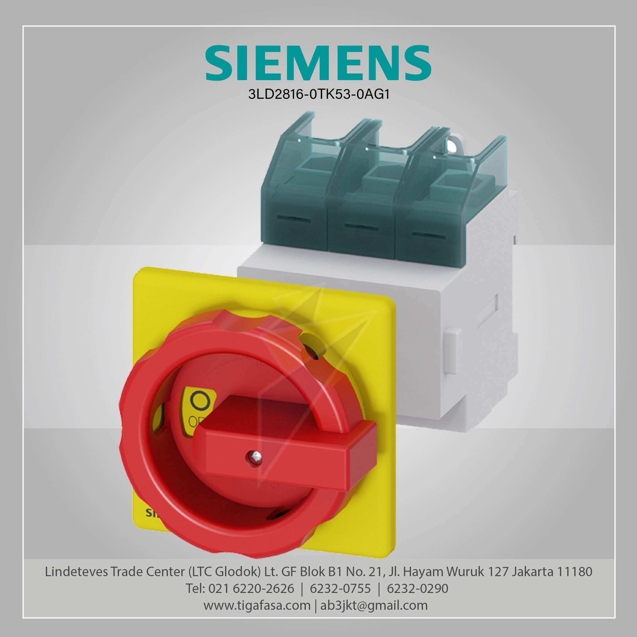 3LD2816-0TK53-0AG1 Switch Disconnector 125A 3P Red/Yellow
