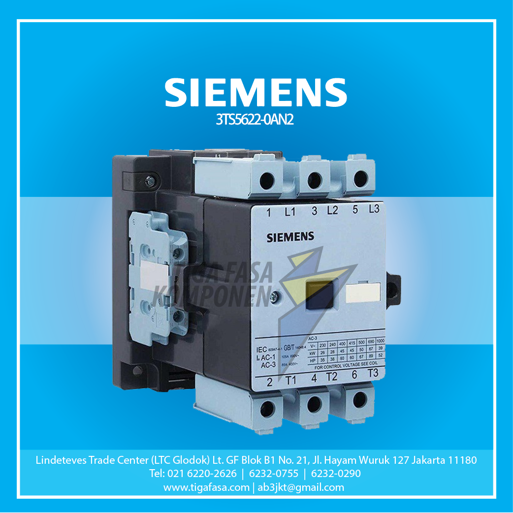 3TS5622-0AN2 MC 200kW 400A 2NO+2NC 220VAC 