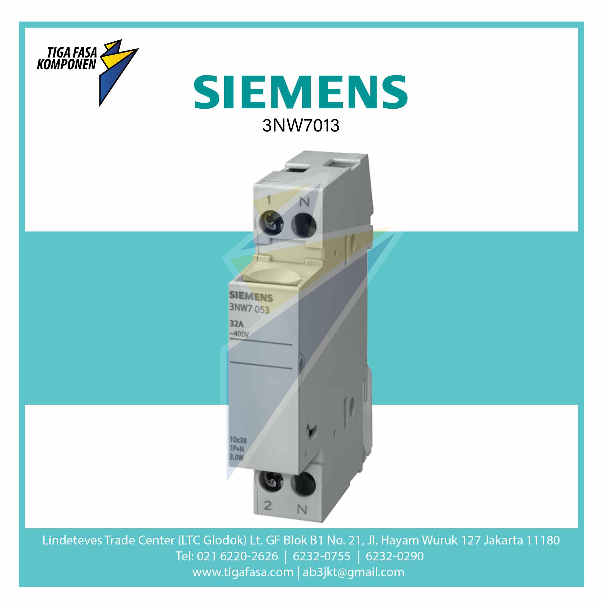 3NW7013 SENTRON Cylindrical Fuse Holder 10x38 mm 1P 32 A